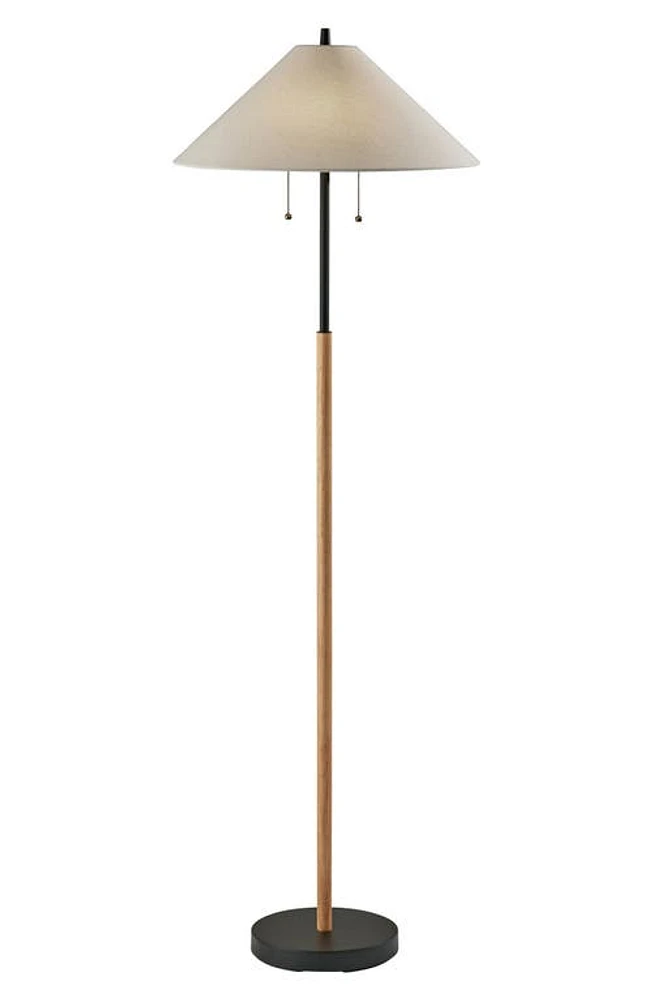 ADESSO LIGHTING Palmer Floor Lamp in Black /Natural Wood at Nordstrom