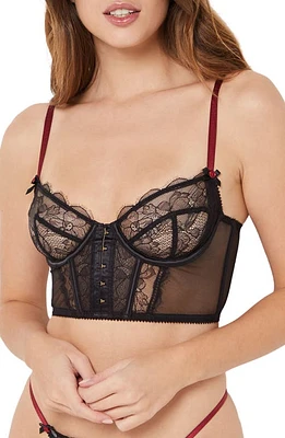 Etam Sentimentale Tulle & Lace Underwire Bustier Black at Nordstrom,