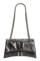 Balenciaga Small Crush Crushed Metallic Leather Shoulder Bag in Steel Grey at Nordstrom