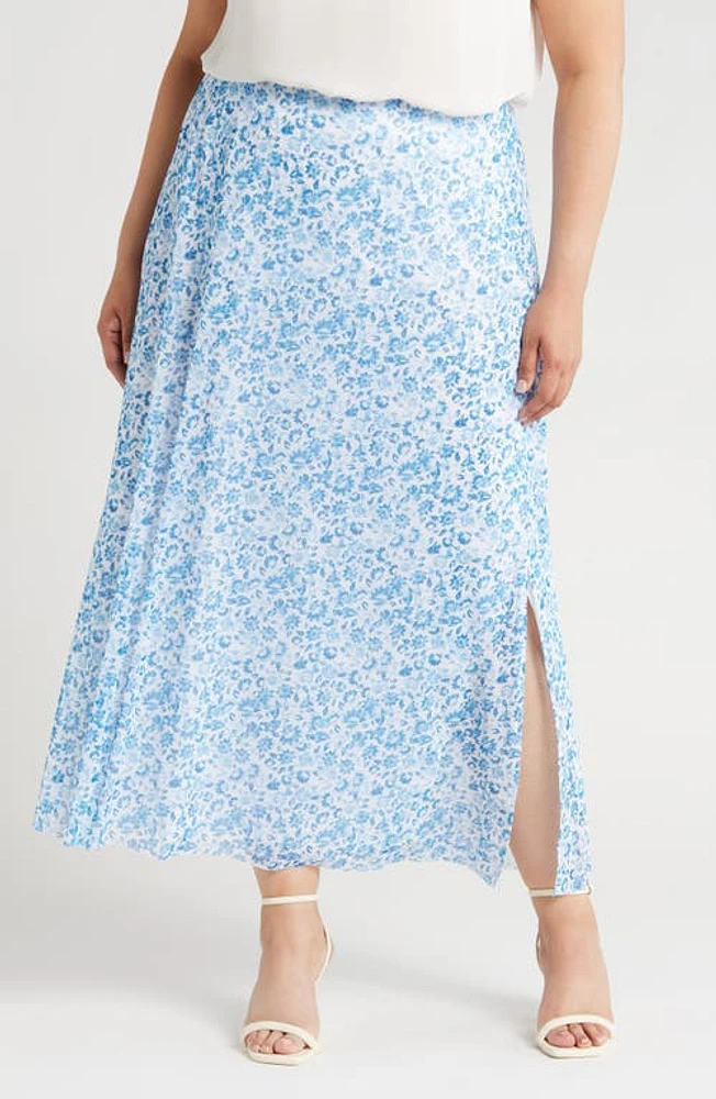 halogen(r) Printed Maxi Skirt Blue/Bright White at Nordstrom,