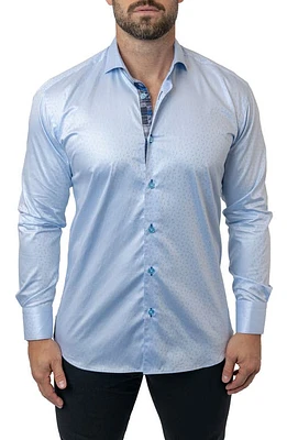 Maceoo Einstein Diamond 62 Blue Contemporary Fit Button-Up Shirt at