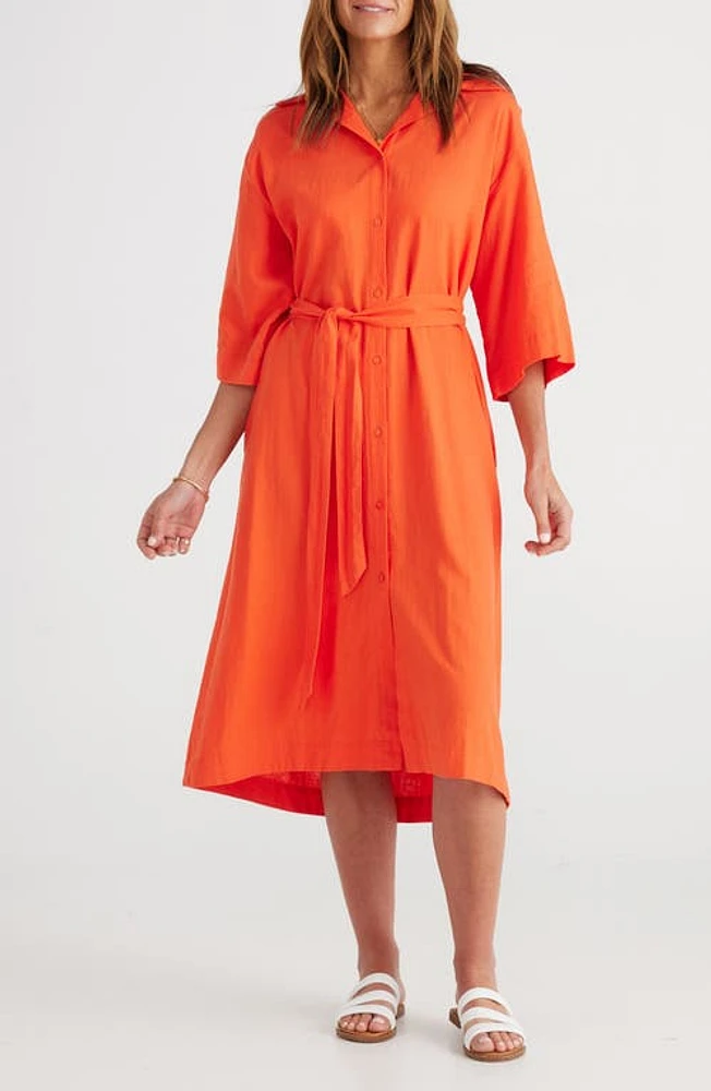 Brave+True Monica Linen Blend Shirtdress Mandarin at Nordstrom,