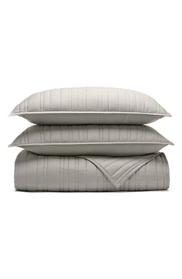 Boll & Branch Signature Stripe Organic Cotton Quilt & Sham Set in Pewter at Nordstrom, Size Twin