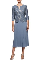 Alex Evenings Midi Dress & Jacket Steel Blue at Nordstrom