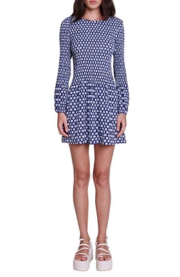 maje Rockinover Floral Long Sleeve Minidress Clover Navy/Ecru at Nordstrom,