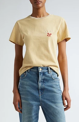 Golden Goose Slim Fit Embroidered Cotton Jersey T-Shirt Raffia/Heritage White/red at Nordstrom,