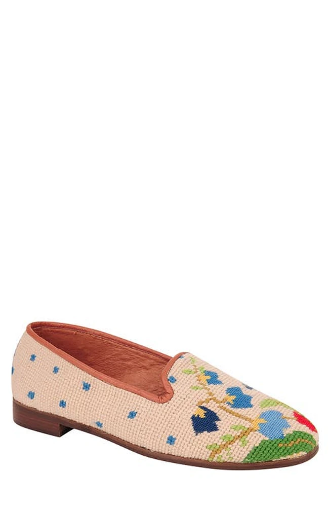 ByPaige BY PAIGE Needlepoint Bluebell Bouquet Flat Sand/Blue at Nordstrom,