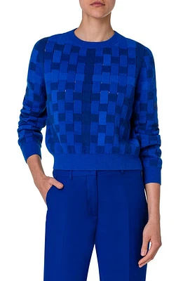 Akris Braided Cashmere & Wool Sweater 777 Ink-Light Denim-Denim at Nordstrom,