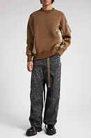 Sacai Sponge Mixed Media Crewneck Sweatshirt D/Beigexd/Beige at Nordstrom,