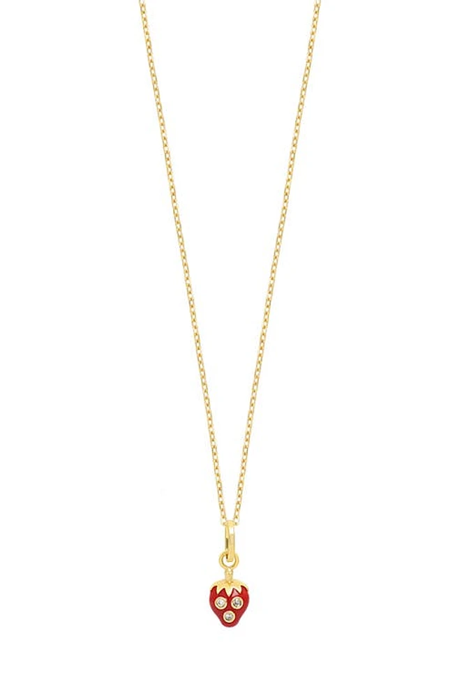 Bony Levy Kids' Strawberry Diamond Pendant Necklace in 18K Yellow Gold at Nordstrom, Size 15