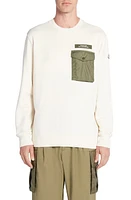 Moncler Contrast Pocket Sweatshirt White at Nordstrom,