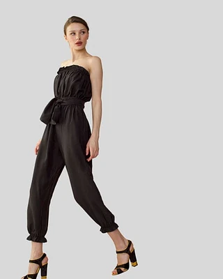 Cynthia Rowley SILK STRAPLESS JUMPSUIT Black at Nordstrom,