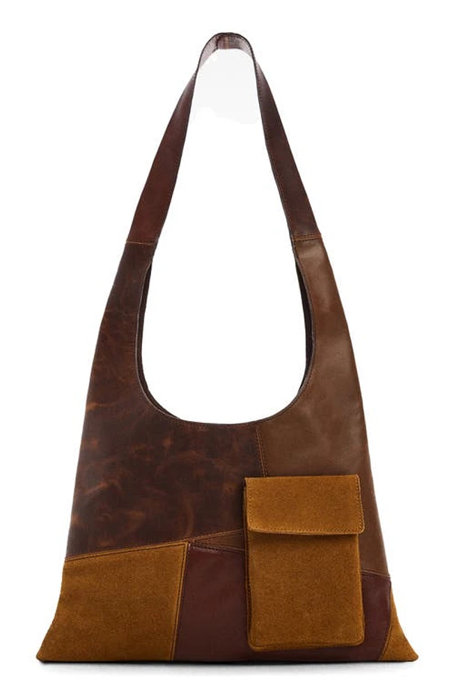 MANGO Cami Patchwork Leather Shoulder Bag in Brown at Nordstrom