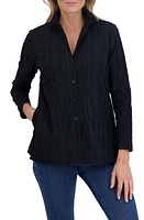 Foxcroft Carolina Crinkled Cotton Blend Overshirt at Nordstrom,