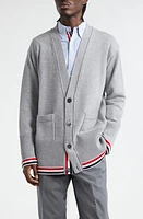 Thom Browne Virgin Wool V-Neck Cardigan Light Grey at Nordstrom,