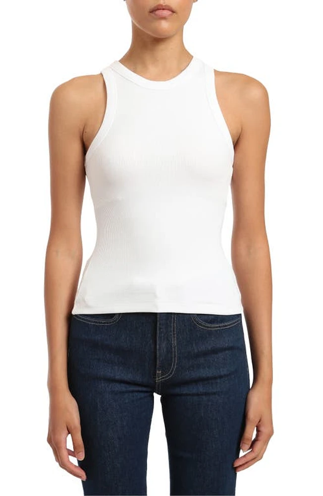 Mavi Jeans Cutaway Stretch Cotton Rib Tank White at Nordstrom,