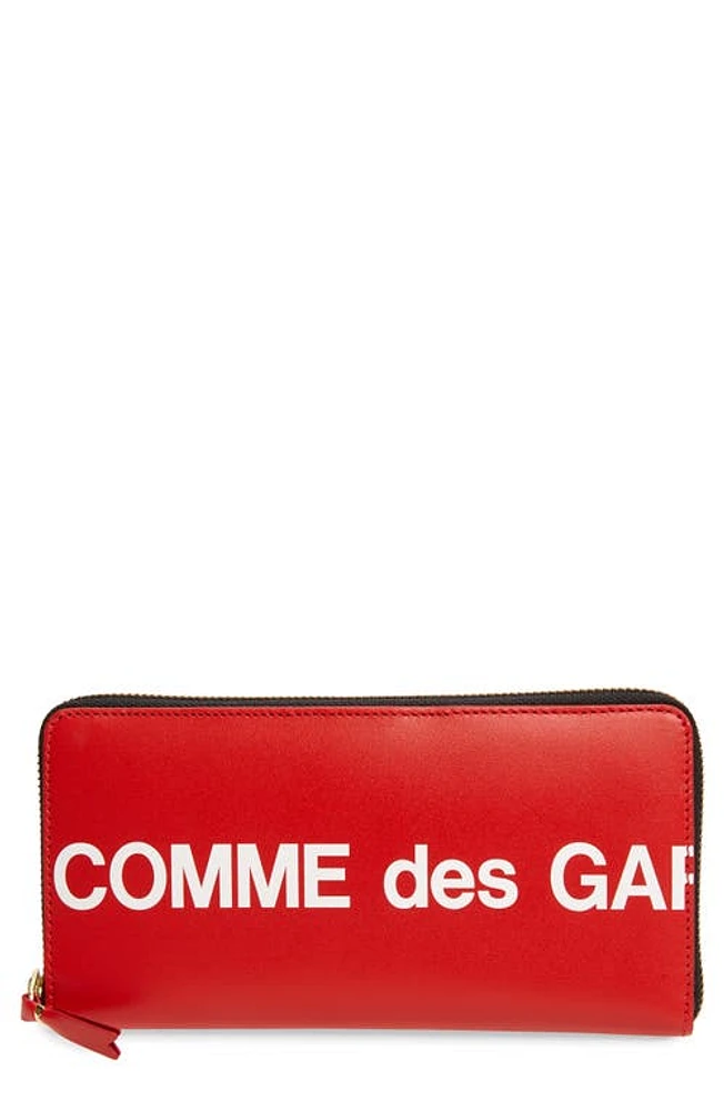 Comme des Garçons Wallets Huge Logo Long Zip Wallet in Red at Nordstrom