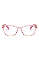 Ray-Ban Kids' 46mm Rectangular Optical Glasses in Fuchsia at Nordstrom