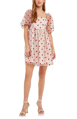 English Factory Polka Dot Gingham Organza Minidress in Multi/Red Dot at Nordstrom, Size Medium