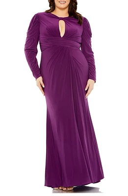 FABULOUSS BY MAC DUGGAL Princess Keyhole Cutout Long Sleeve Trumpet Gown Plum at Nordstrom,