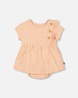 Deux Par Deux Baby Girl's Organic Cotton Printed Romper Peach Rose With Printed Heart at Nordstrom