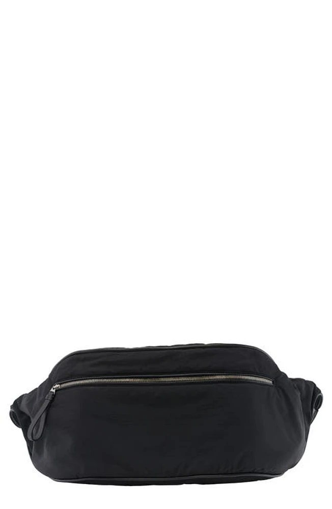 Bottega Veneta Large Nylon Belt Bag in 8803 Black/Silver at Nordstrom