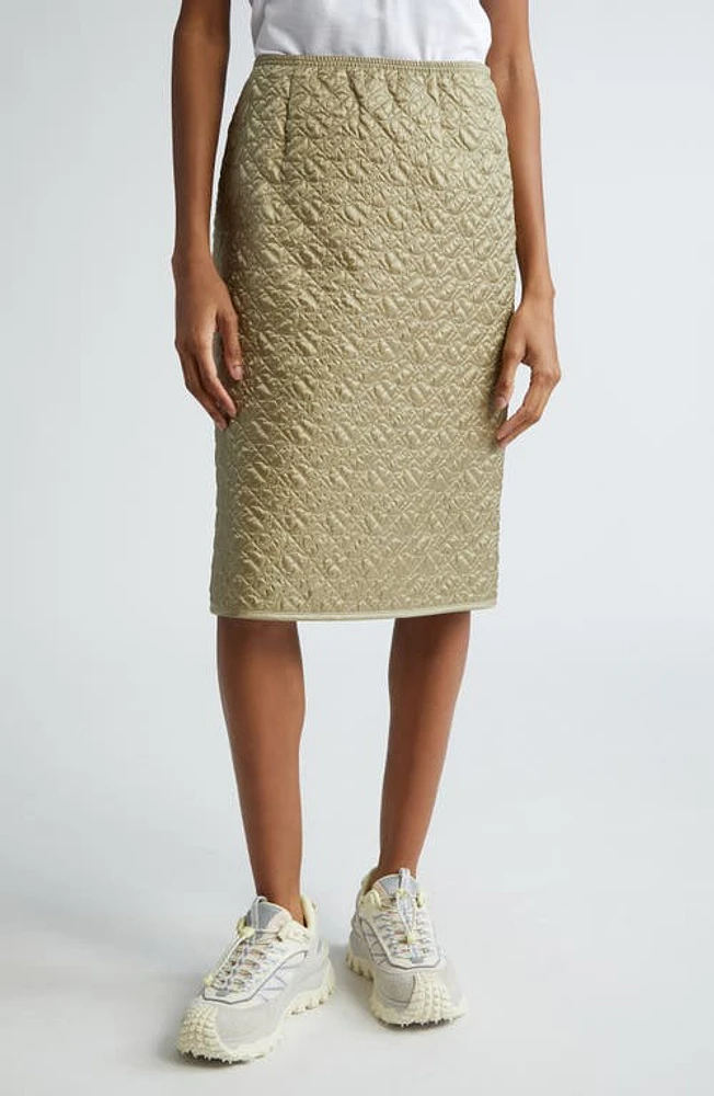 Moncler Quilted Nylon Pencil Skirt Light Silver Sage at Nordstrom, Us