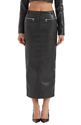 HOUSE OF CB Tana Faux Leather Maxi Skirt Black at Nordstrom,