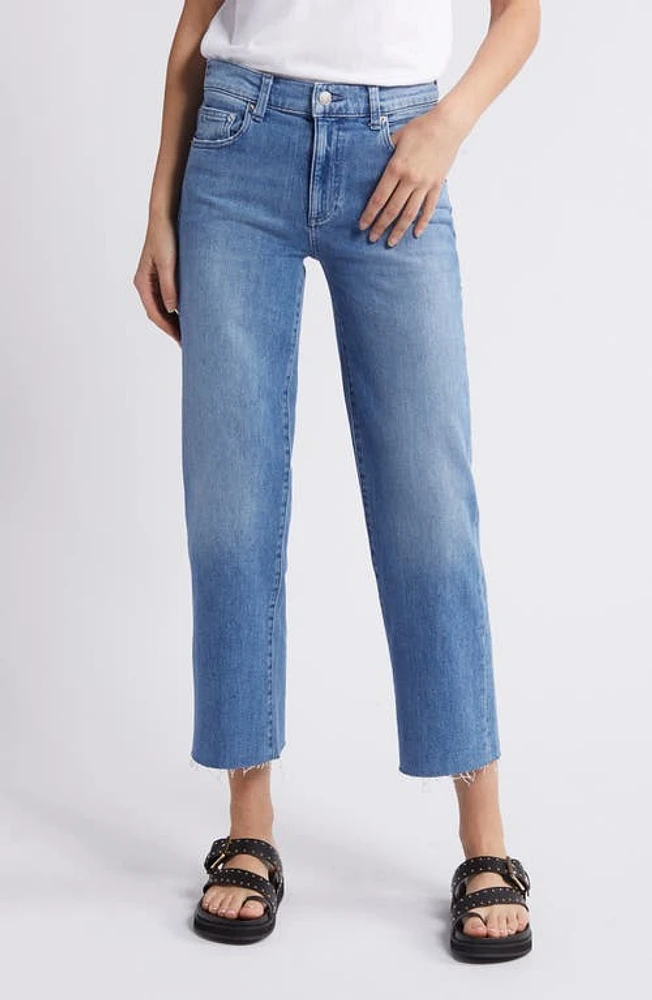 Le Jean Sabine Raw Hem Crop Straight Leg Jeans Ocean Sky at Nordstrom,