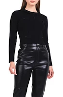 Endless Rose Rib Button Accent Knit Top Black at Nordstrom,