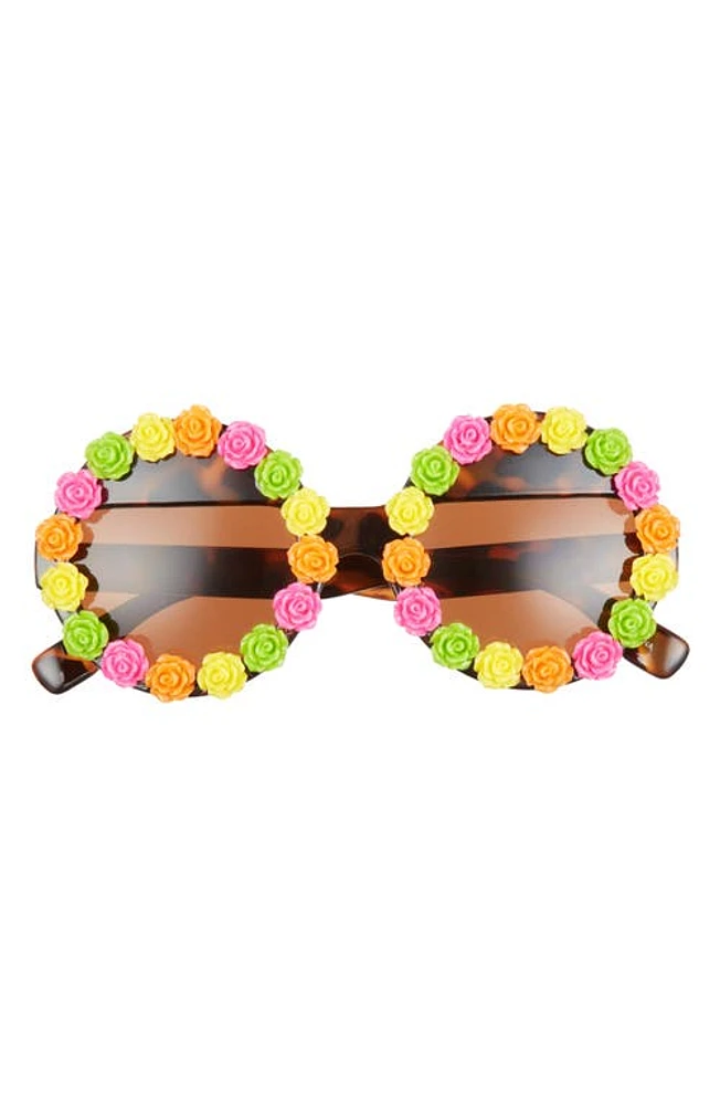 Rad + Refined Flower 55mm Round Sunglasses in Tortoise/Brown at Nordstrom