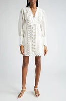 Zimmermann Flutter Butterfly Lace Long Sleeve Linen Dress Natural at Nordstrom,