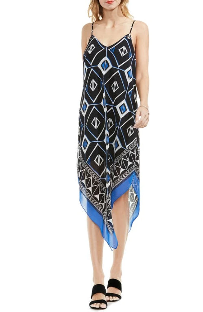 Vince Camuto Graphic Handkerchief Slipdress in Deep Sky at Nordstrom, Size X-Small P