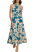 Donna Karan New York Print Halter Maxi Dress King Fisher/Canvas at Nordstrom,