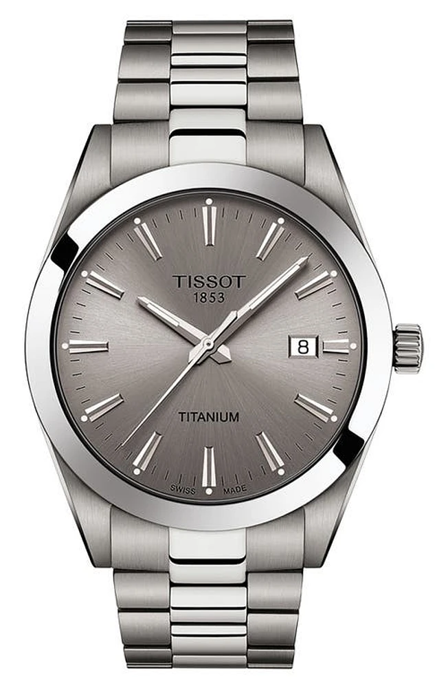 Tissot Gentleman Titanium Bracelet Watch, 40mm in Grey at Nordstrom