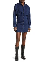 Free People Amber Long Sleeve Denim Shirtdress Dark Indigo at Nordstrom,