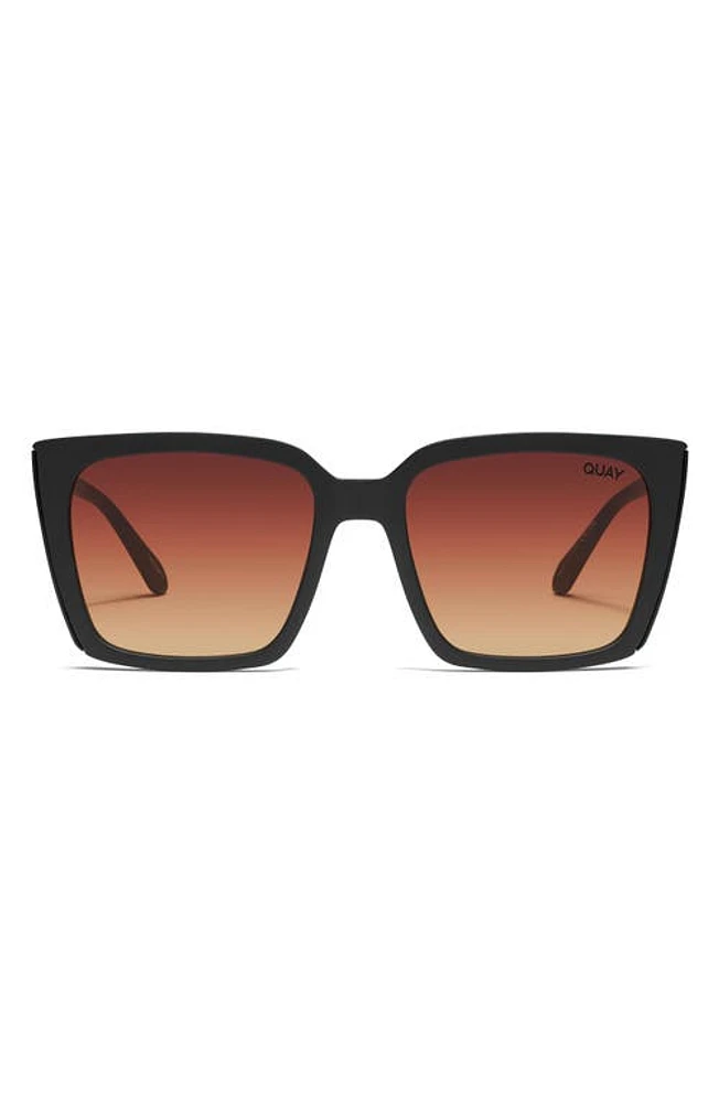 Quay Australia Front Cover 47mm Gradient Square Sunglasses in Matte Black/Brown Yellow at Nordstrom