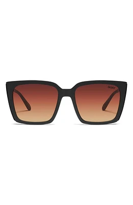 Quay Australia Front Cover 47mm Gradient Square Sunglasses in Matte Black/Brown Yellow at Nordstrom