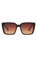 Quay Australia Front Cover 47mm Gradient Square Sunglasses in Matte Black/Brown Yellow at Nordstrom