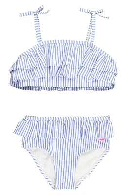 RuffleButts Kids' Ruffle Seersucker Two-Piece Swimsuit Periwinkle at Nordstrom,