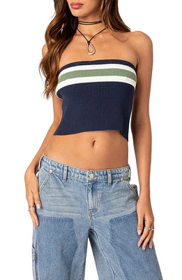 EDIKTED Cyprus Stripe Rib Tube Top Blue Mix at Nordstrom,