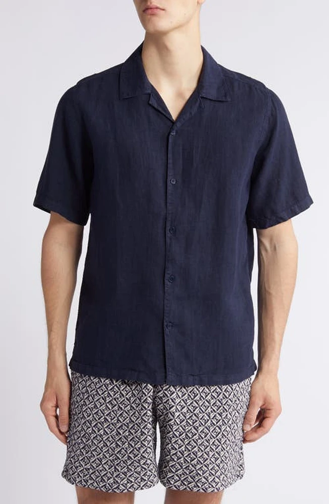 NN07 Julio 5706 Solid Linen Camp Shirt at Nordstrom,