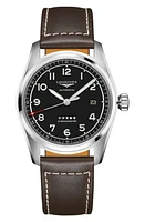 Longines Spirit Automatic Leather Strap Watch