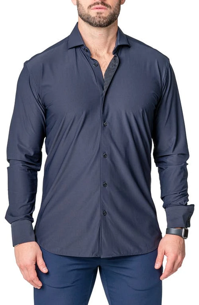 Maceoo Einstein Pur Blue Stretch Button-Up Shirt at Nordstrom, Size 4