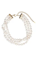 st. Moran Freshwater Pearl Triple Strand Necklace in White at Nordstrom