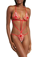 Coquette Floral Appliqué Teddy in Red at Nordstrom