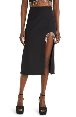 SOMETHING NEW Coco Embellished Slit Midi Skirt Black at Nordstrom,