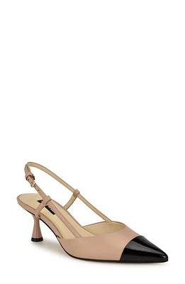 Nine West Rizzy Slingback Pointed Cap Toe Kitten Heel Pump at Nordstrom,