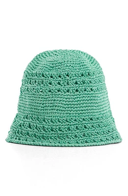 MANGO Open Stitch Knit Bucket Hat in Turquoise at Nordstrom