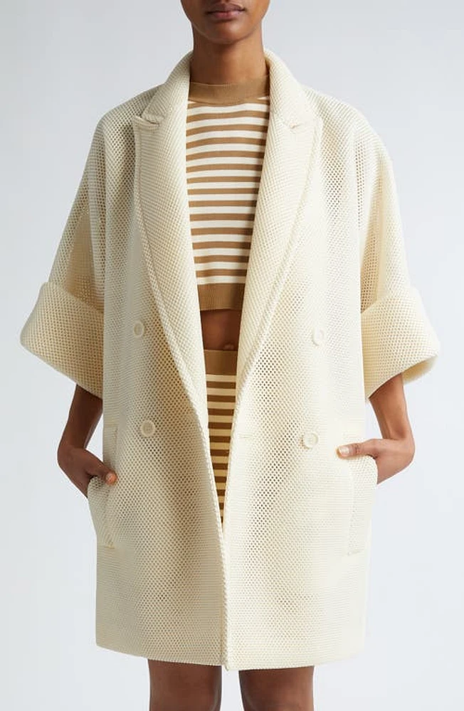 Max Mara Quato Honeycomb Texture Oversize Jacket Vanilla at Nordstrom,